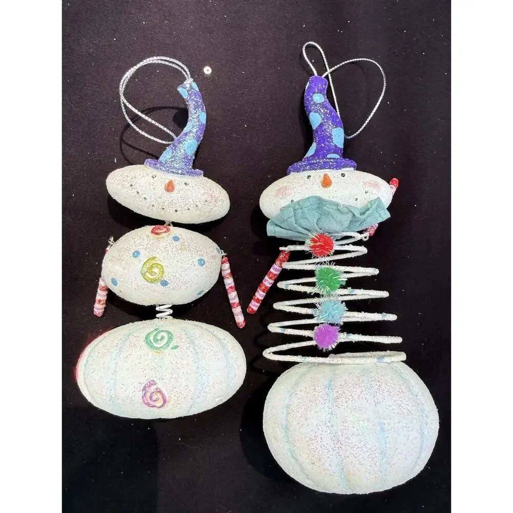 2 Midwest Of Cannon Falls Snowman Whimsical Christmas ornaments -K2